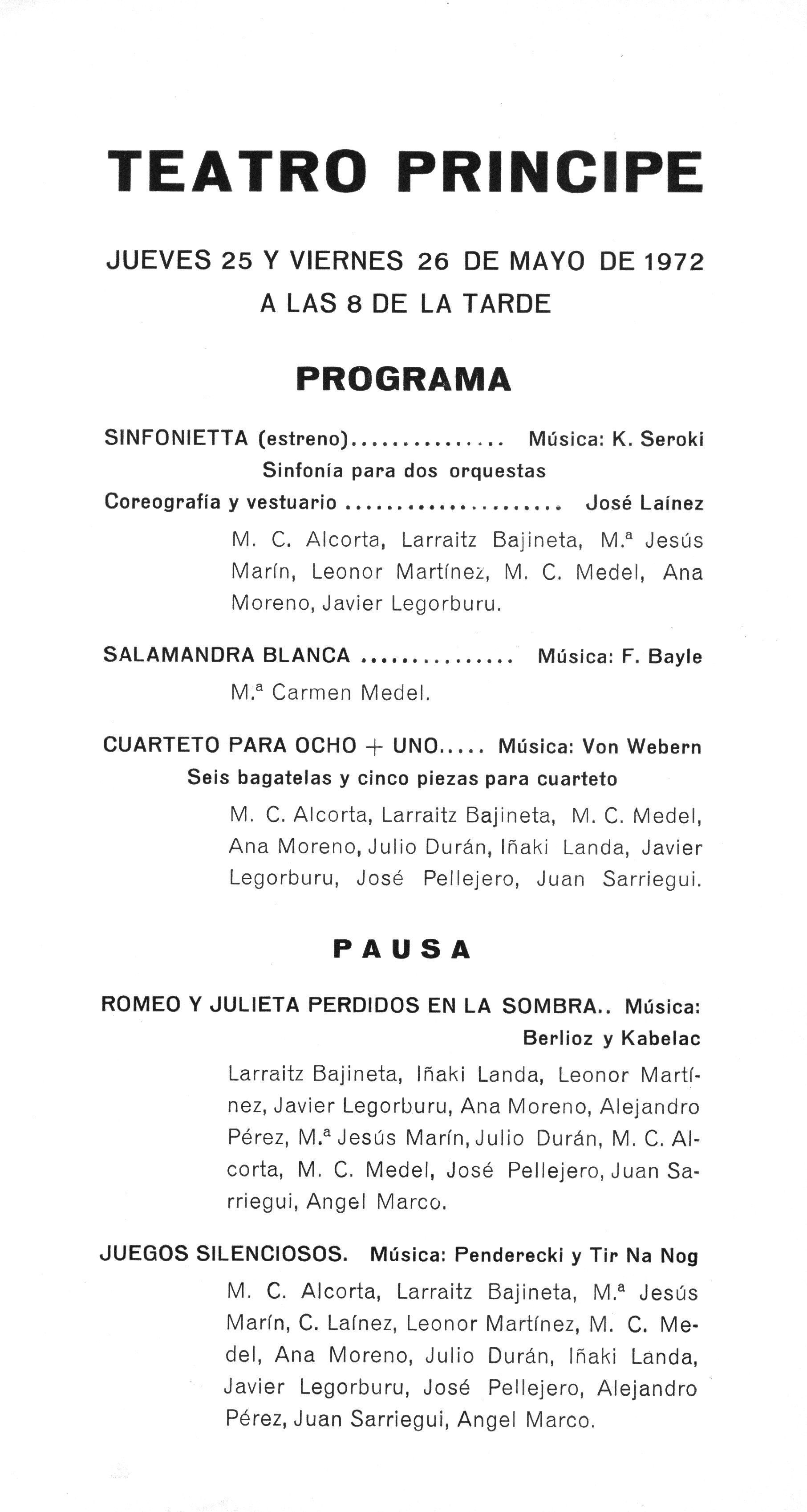 Programa del estreno